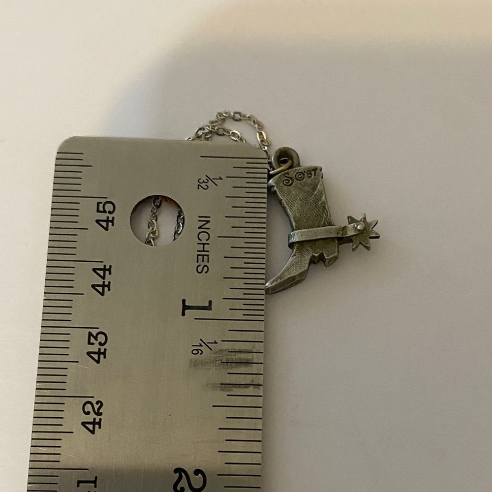 Genuine Pewter Cowboy Boot Pendant Necklace - Picture 5 of 5